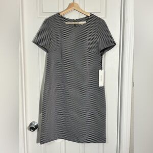 Calvin Klein Black White Geometric Sheath Dress Size 12 NWT